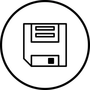 Minimalist Floppy Disk Icon Inside Circle for Retro Technology and Data Stora Stock Illustration