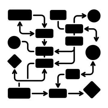 Minimalist Flow Chart Icons Set Business Diagram Shapes Arrows Workflow Fla.. Stock Illustration