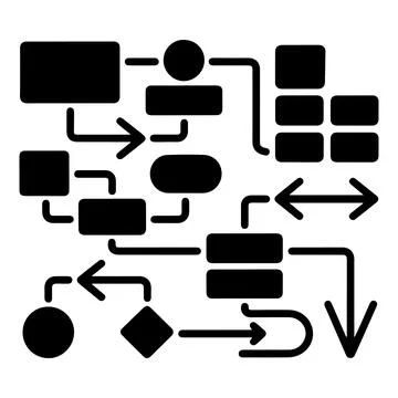 Minimalist Flow Chart Icons Set Business Diagram Shapes Arrows Workflow Fla.. Stock Illustration