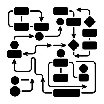 Minimalist Flow Chart Icons Set Business Diagram Shapes Arrows Workflow Fla.. Stock Illustration