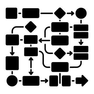 Minimalist Flow Chart Icons Set Business Diagram Shapes Arrows Workflow Fla.. Stock Illustration