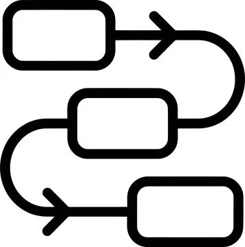 Minimalist Flowchart Diagram Icon Featuring Three Sequential Rectangular Pr.. Illustrazione stock