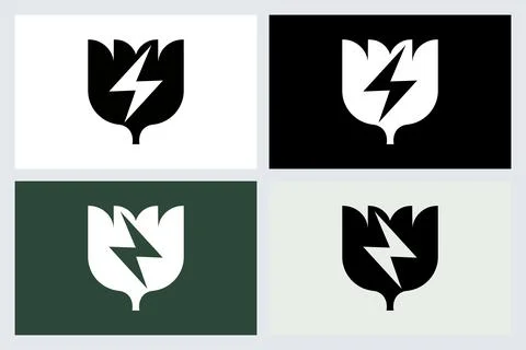 Minimalist Flower Lightning Bolt Icon Set Illustrazione stock