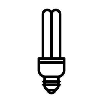 Minimalist fluorescent light bulb icon on a transparent background. Stock Illustration