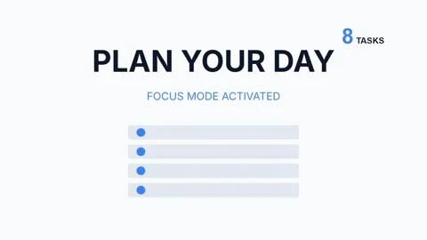 Minimalist Focus Graphic: Planning Your Day for Productivity and Goals Stock Footage 336879797