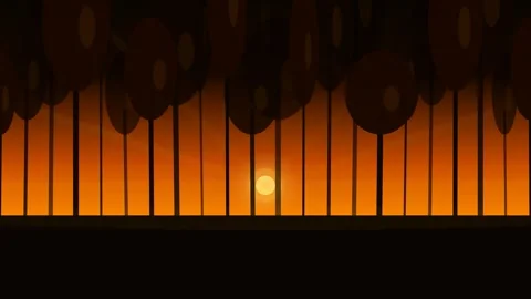 Minimalist Forest Silhouette at Sunset Motion Background Stock Footage 335474158