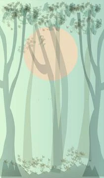 Minimalist Forest Vector Background and Illustration Stock Illustration