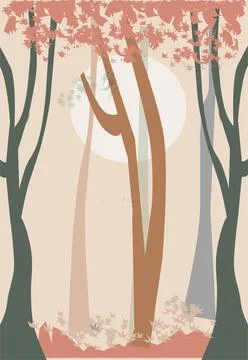 Minimalist Forest Vector Background and Illustration Stock Illustration