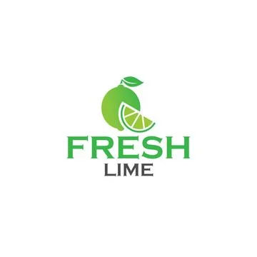 Minimalist FRESH LIME Leaf Lemon Fruit logo design 库存插图