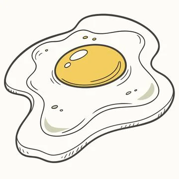 Minimalist Fried Egg Vector Illustration for Breakfast and Food Themes Stock Illustration