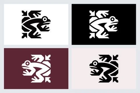 Minimalist Frog Icon Logo Set Illustrazione stock