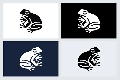 Minimalist Frog Icon Set Vector Logo Design Illustrazione stock