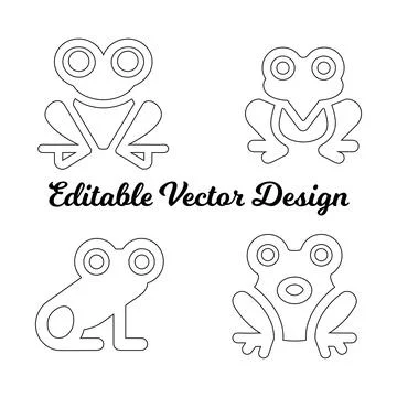 Minimalist frog vector illustration. abstract frog design. editable frog outline Stock-Illustration