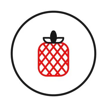 Minimalist fruit icon design showcasing a stylized pineapple within a circu.. Stock Illustration