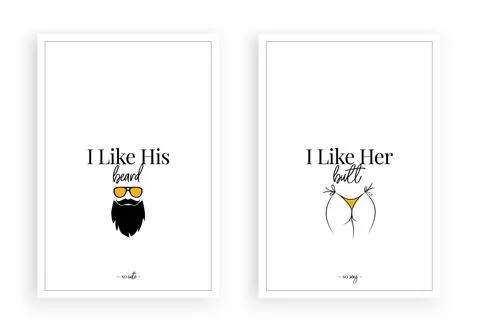Minimalist fun poster design, vector, I like his beard Stock Illustration
