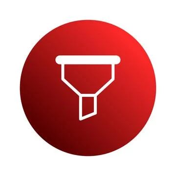 Minimalist funnel illustration on gradient red circle background providing .. Illustrazione stock