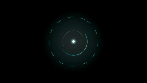 Minimalist futuristic circular interface with glowing cyan segments and bri.. 動画素材 334945238