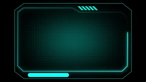 Minimalist futuristic display with glowing rectangular interface on dark ba.. Stock Footage 337366941