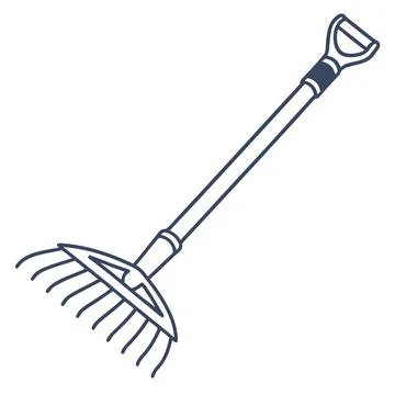 Minimalist Garden Rake Flat Vector Tool Stock Illustration