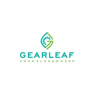 Minimalist GEARLEAF hexagon plants logo design Stock Illustration