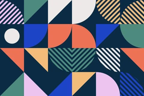Minimalist geometric abstract background with simple shapes and figures Stock Illustration