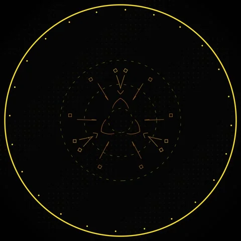 Minimalist geometric abstract circle border on black background Stock Footage 345689379