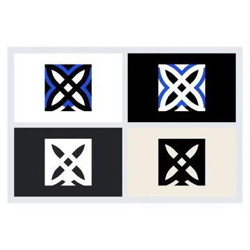 Minimalist Geometric Abstract Logo Set Design Stock Illustration