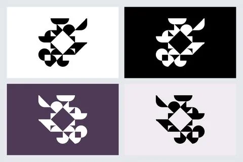 Minimalist Geometric Abstract Vector Pattern Set Stock Illustration