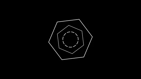 Minimalist geometric animation featuring a rotating hexagon outline with a .. 스톡 동영상 347806951