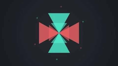 Minimalist geometric animation of rotating red and teal triangle shapes Stock Footage 340348553