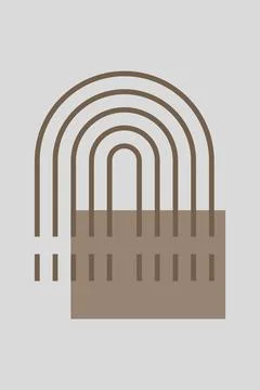 Minimalist Geometric Arch Line Wall Art Decor Stock Illustration