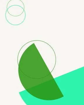 Minimalist Geometric Background with Green Circular Shapes and Abstract Lin.. Stock Illustration