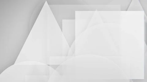 Minimalist geometric background with overlapping white shapes and soft shadows Stock Footage 347884540