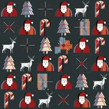Minimalist geometric Christmas elements overlap seamless pattern modern ret.. Stock Illustration