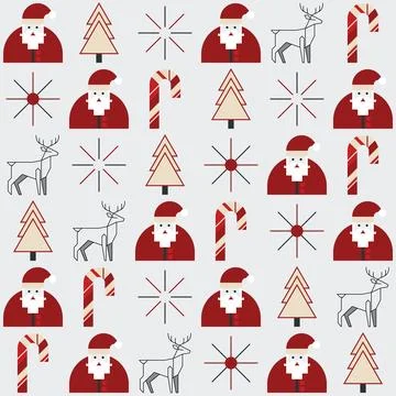 Minimalist geometric Christmas elements seamless pattern modern retro style.. Stock Illustration