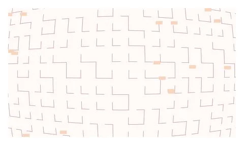 Minimalist geometric circuit design featuring peach rectangles and thin bro.. Stock Illustration