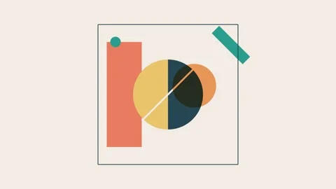 Minimalist geometric composition with abstract shapes and soft color palette Stock Footage 338310419
