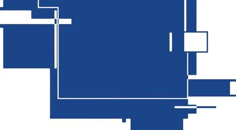Minimalist geometric composition with blue rectangular shapes and sharp white ou Stock Illustration