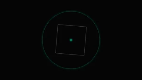 Minimalist geometric composition with a glowing center point and thin outline Video stock 339619224