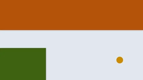 Minimalist geometric composition with orange green and white color blocks Stockbeeldmateriaal 338310293