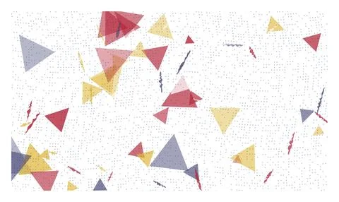 Minimalist geometric composition with primary colored triangles and scribbl.. Stock Illustration