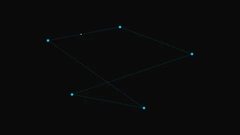 Minimalist geometric constellation of bright blue dots on a black background Stock Footage 339615354