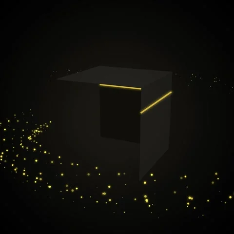 Minimalist geometric cube shape on black background for modern abstract desig Stock Footage 344777087