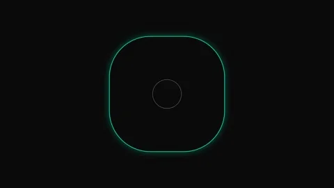 Minimalist geometric design featuring a glowing cyan rounded square outline Stock Footage 339619280