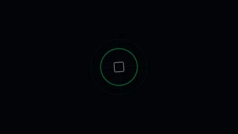 Minimalist geometric digital display featuring a glowing circle and diamond Stock Footage 336263554