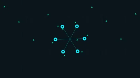 Minimalist geometric digital star pattern on a solid black background Видео 338309480