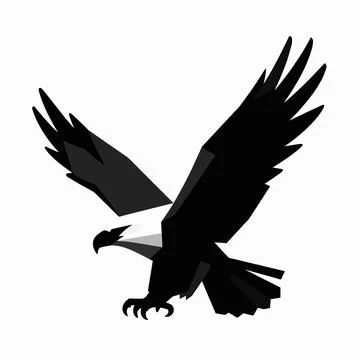 Minimalist Geometric Eagle in Flight, Flat Vector Illustration of a Single .. 스톡 일러스트