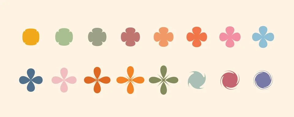 Minimalist geometric elements set, abstract bauhaus forms, groovy colors. Simple Stock Illustration