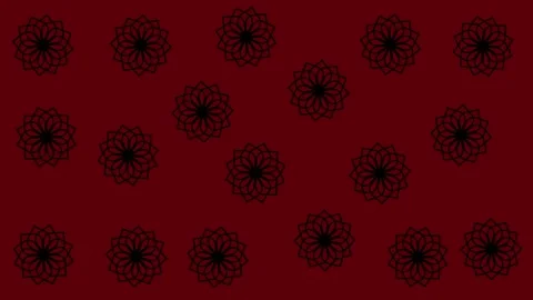 Minimalist Geometric Flower Pattern Animation on Dark Red Background Stock Footage 344875466