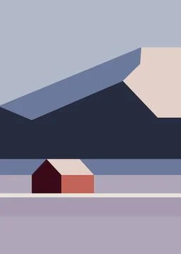 A minimalist geometric landscape Stock Illustration